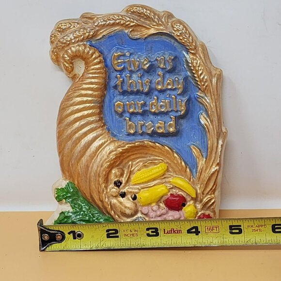 Thanksgiving Cornucopia Hanging Plaque With "Give Us This Day Our Daily Bread" - Picture 10 of 12